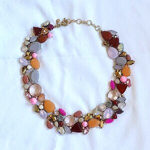 J. Crew Chunky Rhinestone Colorful Bold Statement Necklace